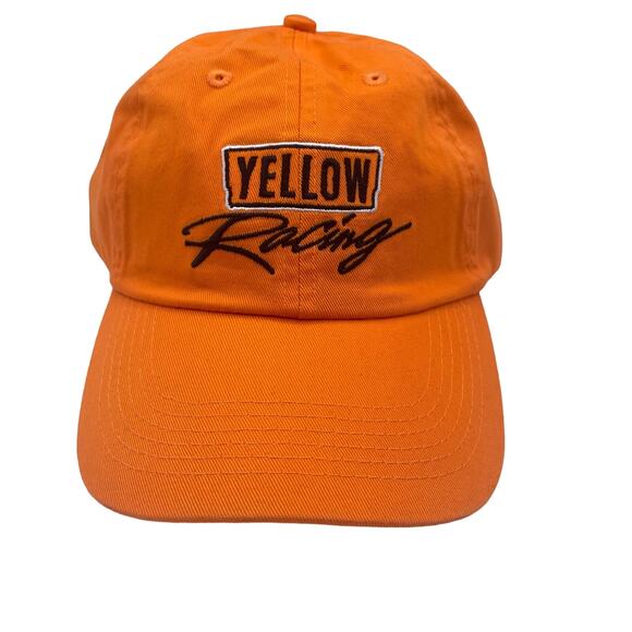 Yellow Racing Hat Cap Orange Canvas Adjustable Mens Unisex - Picture 1 of 6